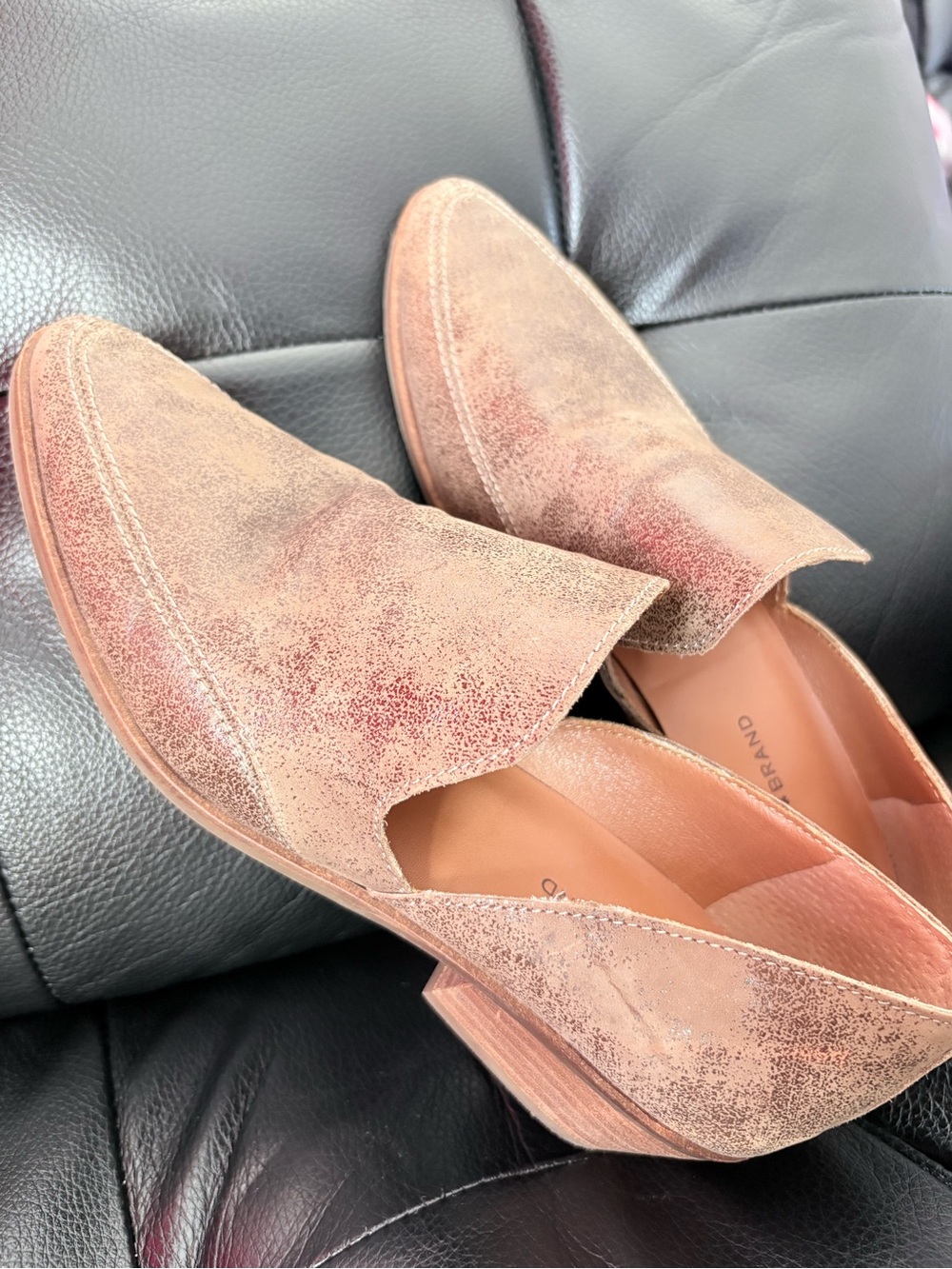 Lucky Brand Distressed Dusty Pink Slip-On Loafers